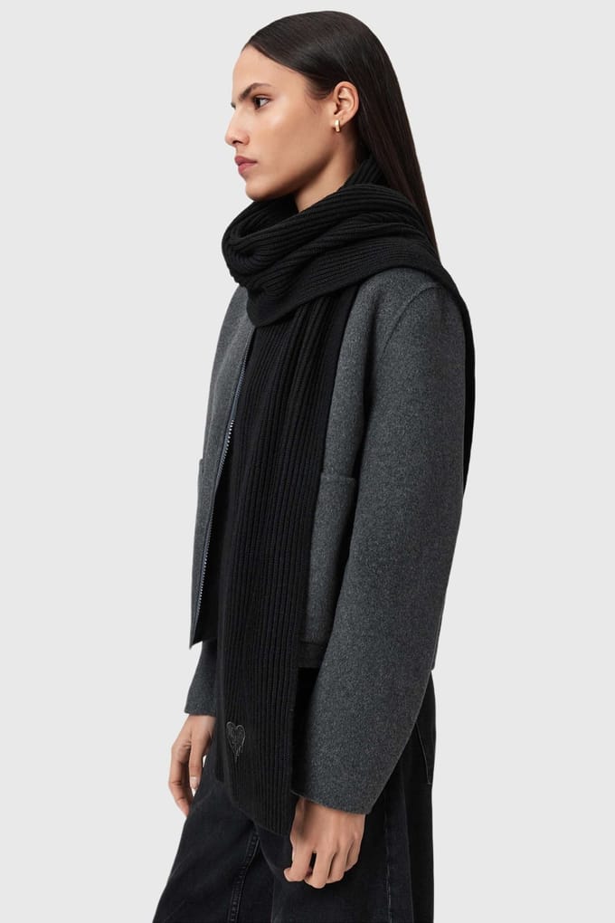 AllSaints Trip Logo Scarf Black Taglia: OS | Sciarpe Outlet | Donna | Nero