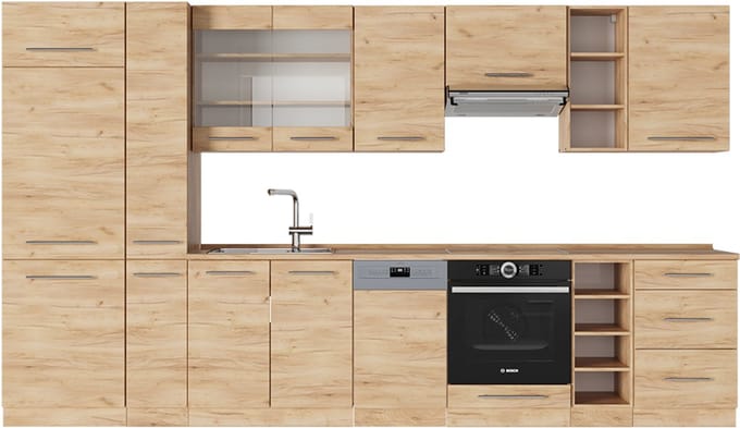 Vicco Fame-Line Complete keukeneenheid – 355 cm, WB Eik Krachtige eik goud