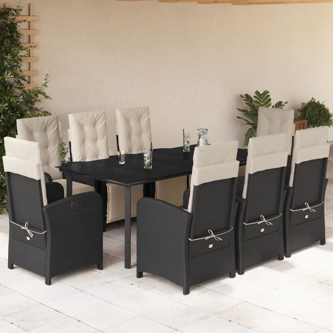 vidaXL - 9-delige - Tuinset - poly - rattan - zwart