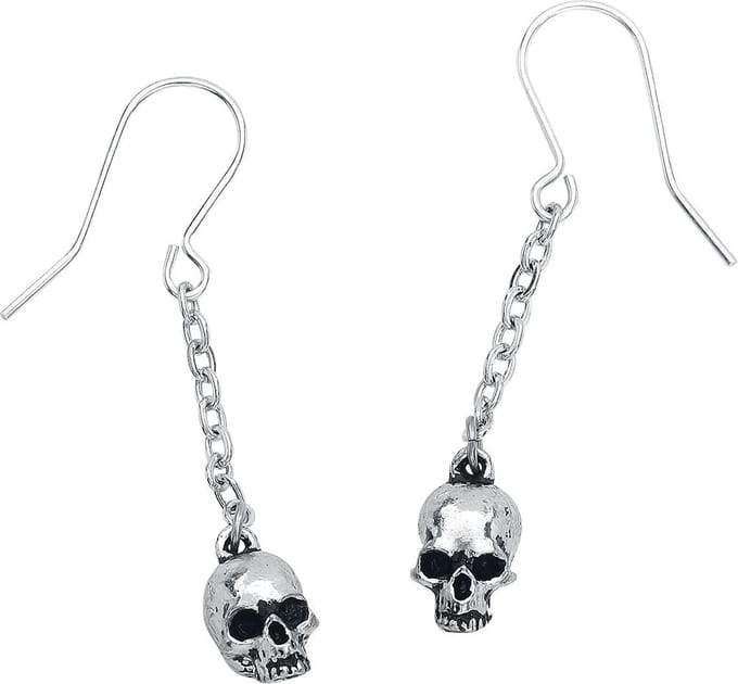 Alchemy Gothic - Gothic Oorbel - Deadskull Earrings - voor Vrouwen - zilverkleurig