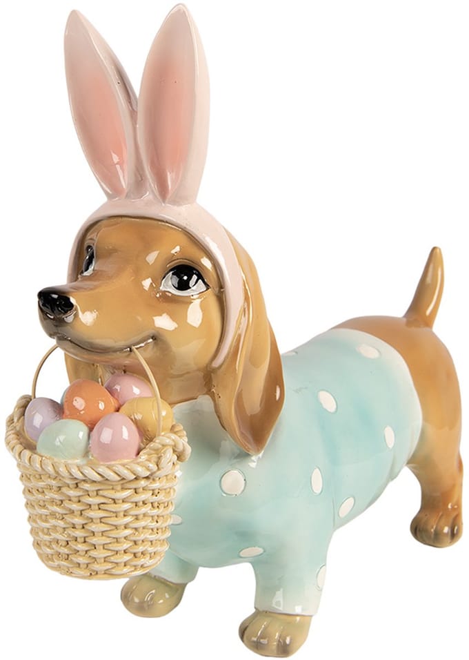 Clayre & Eef Decoratie Beeld Hond 31x10x27 cm Bruin Kunststof
