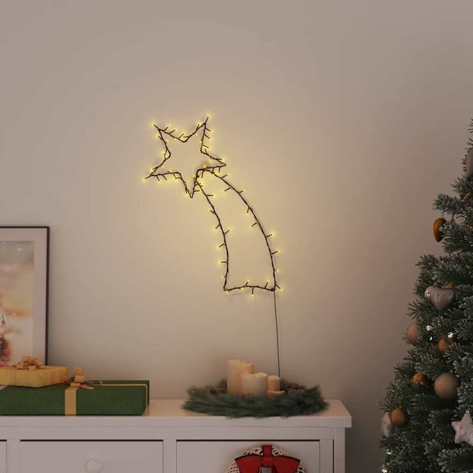 vidaXL - Kerstverlichting - vallende - ster - silhouet - 80 - LEDs - warm - wit