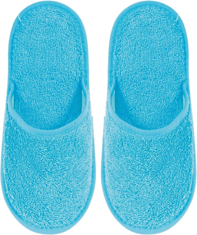 Badslippers Badstof Uni Pure met Zool Aqua Maat 38 - 1 Paar