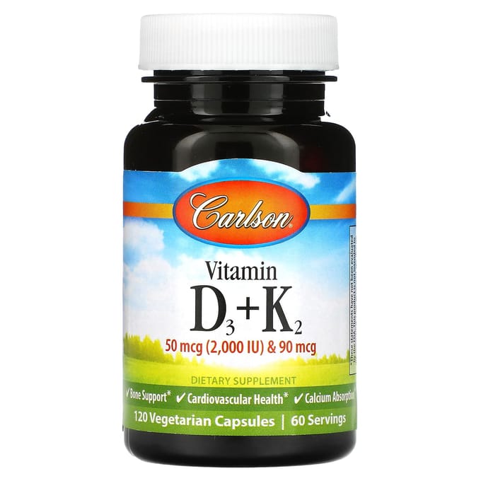 Vitamine D3 + K2, 120 Plantaardige Capsules
