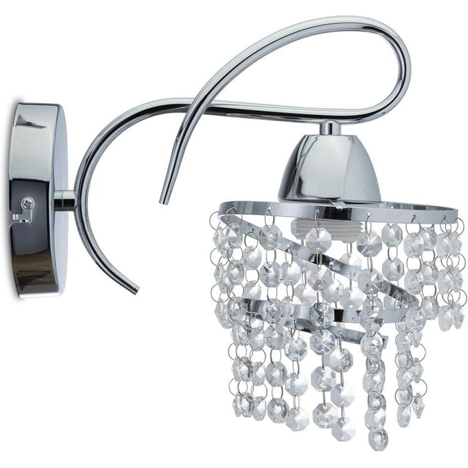 Crystal - Wandlamp - Chroom staal - Spiraalvormige kap - Kristalaccenten - E27 fitting - Modern design