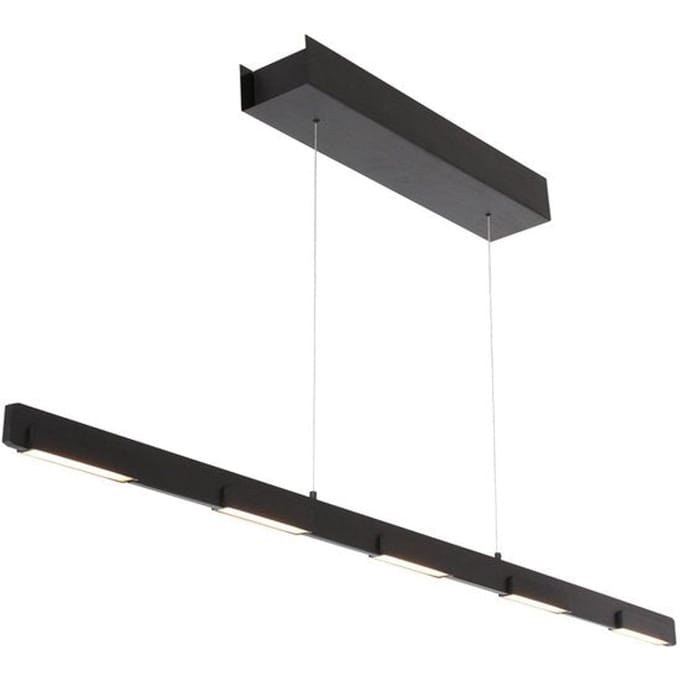 Hanglamp Bloc 3296ZW Zwart Hoogteinstelbaar van Glas en Metaal - Steinhauer, 120 cm met LED Module en Dimbaarheid