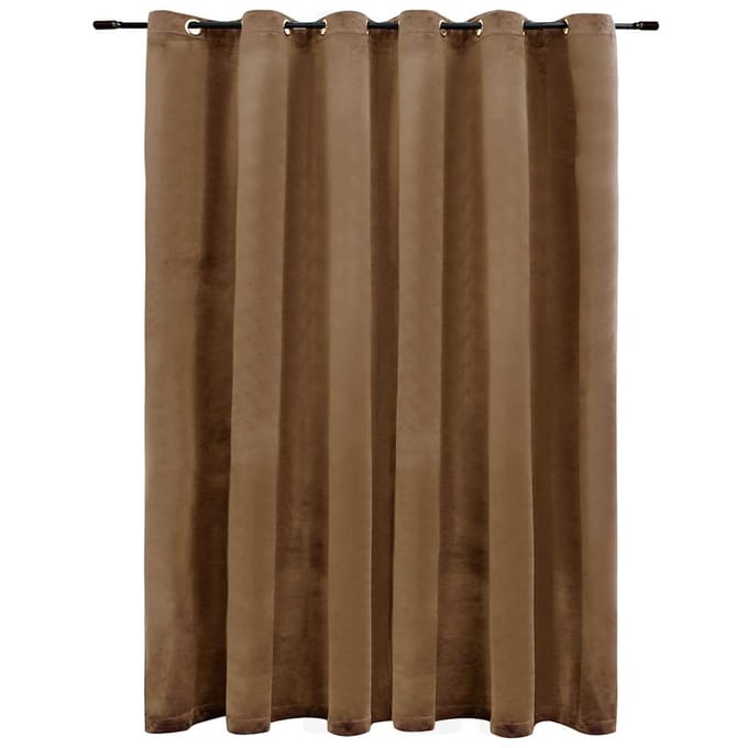 vidaXL - Gordijn - verduisterend - met - ringen - 290x245 - cm - fluweel - beige