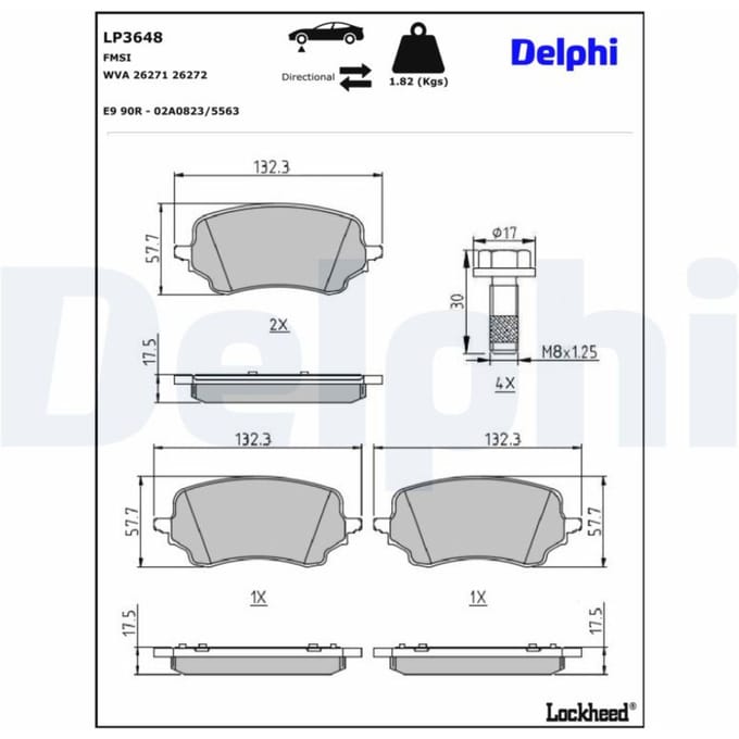 Remblokset DELPHI LP3648, voor