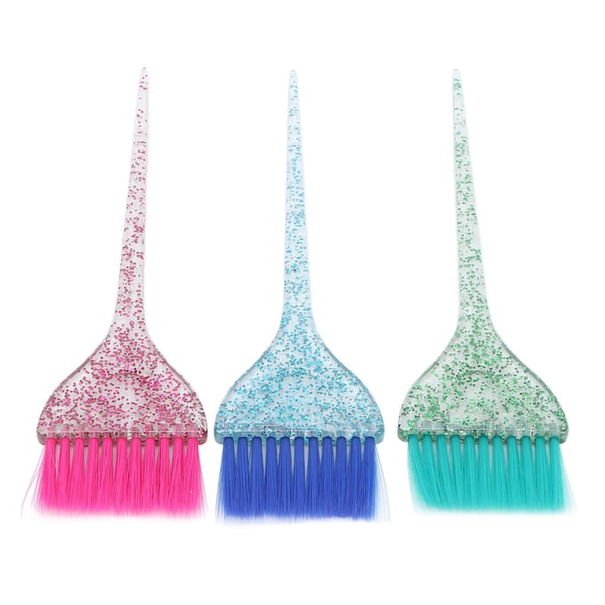 3-delige Haarkleur Borstel Set Transparante Verf Borstel Set met Lange Handgreep voor Salon Kapperszaak Gebruik white