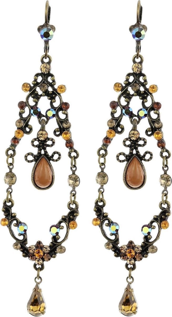 Behave - Oorhangers dames - Bruine stenen retro - Avond gala stijl