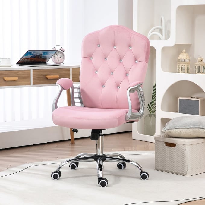 MODFU Bureaustoel - Ergonomisch En Hoogteverstelbaar - Met Wippfunctie - Polyester - Roze