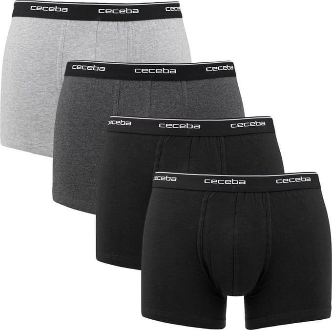 CECEBA Monza Heren Boxer - 4-pack Multipack - Grijs/Zwart