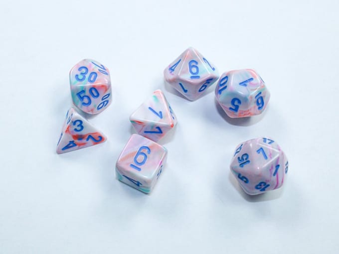Chessex Feestelijke Mini-Polyhedral Pop Ar/blauw Dobbelsteenset (7 stuks)