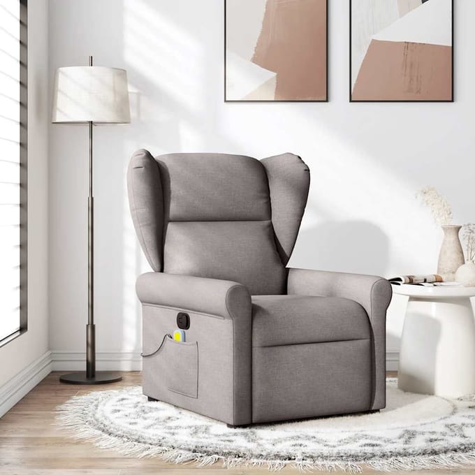 vidaXL - Massagestoel - verstelbaar - stof - taupe