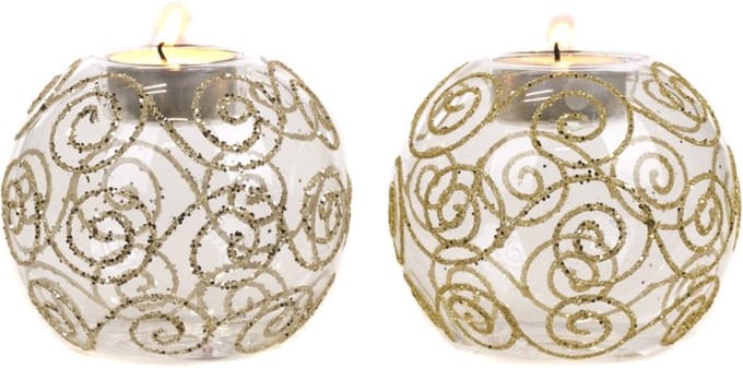 Goodwill Waxinelichthouder Glas Champagne-Goud D 10 cm Voordeelass. Per 2 Stuks