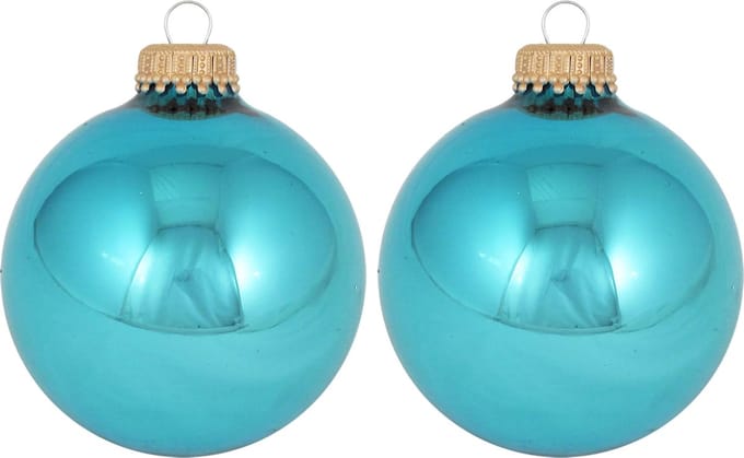 Krebs kerstballen - 24x st - turquoise blauw - 7 cm - glas - kerstversiering