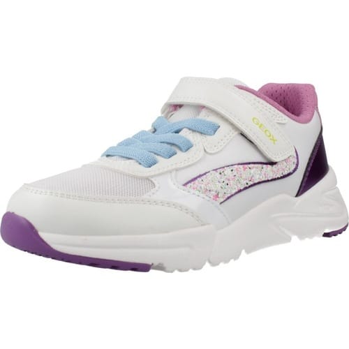 GEOX LOFTUS MEISJES Sneakers - WIT/DONKERPAARS - Maat 36
