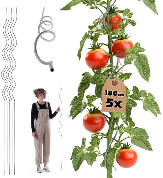 KADAX spiraalvormige plantenstok van aluminium, 180 cm, 5 stuks