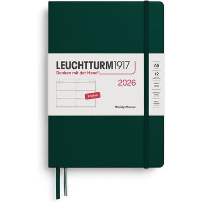 Leuchtturm1917 agenda 2026 1 week per 2 pagina's, hardcover medium a5, forest green