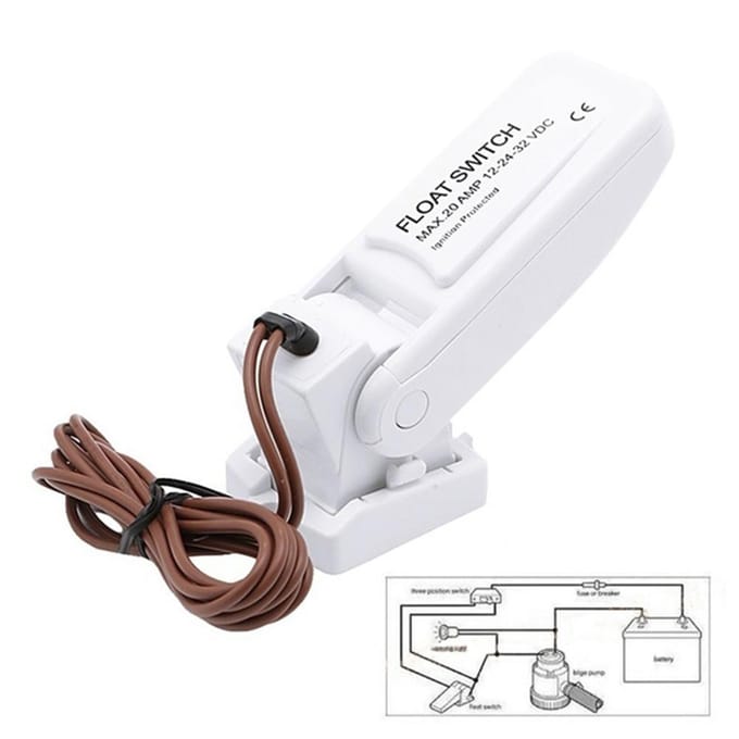 12V 1100GPH Automatische bootbilgepomp vlotterschakelaar lensschakelaars flowsensor voor elektrisch water wit