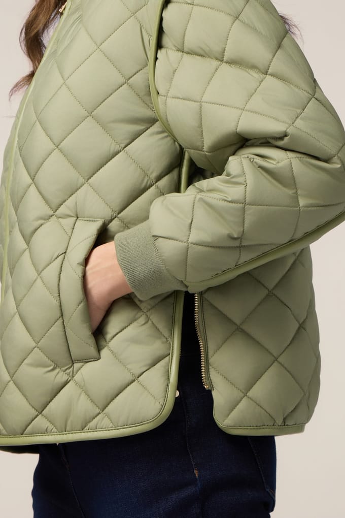 Oltre Lightweight Quilted Bomber Jacket Military Green Größe: L | Bomberjacken Outlet | Damen | Grün
