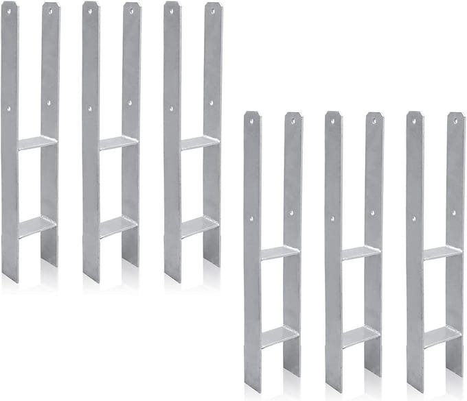 H-Ankers voor Palen 91 mm Gegalvaniseerd 6 Stuks