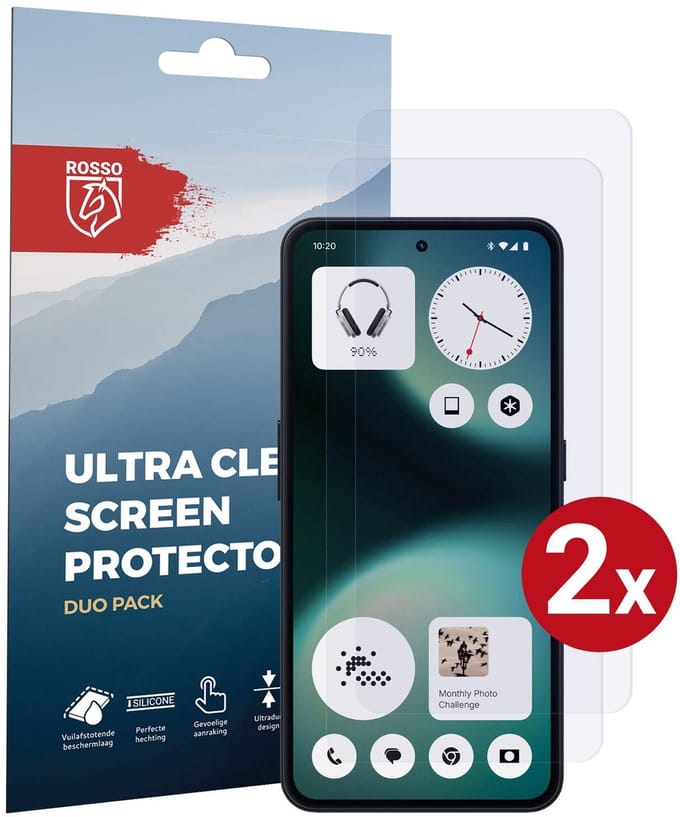 Rosso Screen Protector Geschikt voor Nothing Phone (3a) Lite | Ultra Clear Duo Pack | TPU Folie | Case Friendly Beschermfolie | 2 Stuks