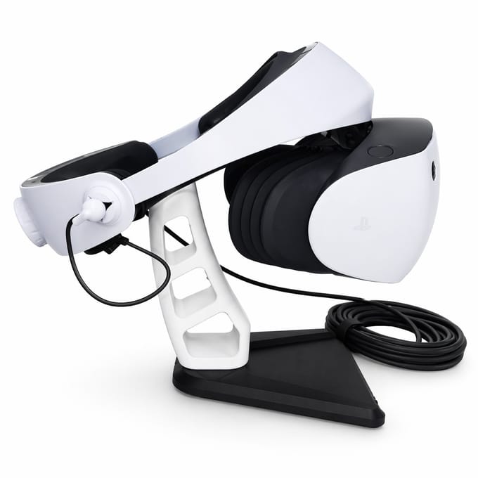 Headset standaard geschikt voor PlayStation VR2 - PSVR2 VR bril houder met kabelopberging - Bureau organizer - Zwart/Wit