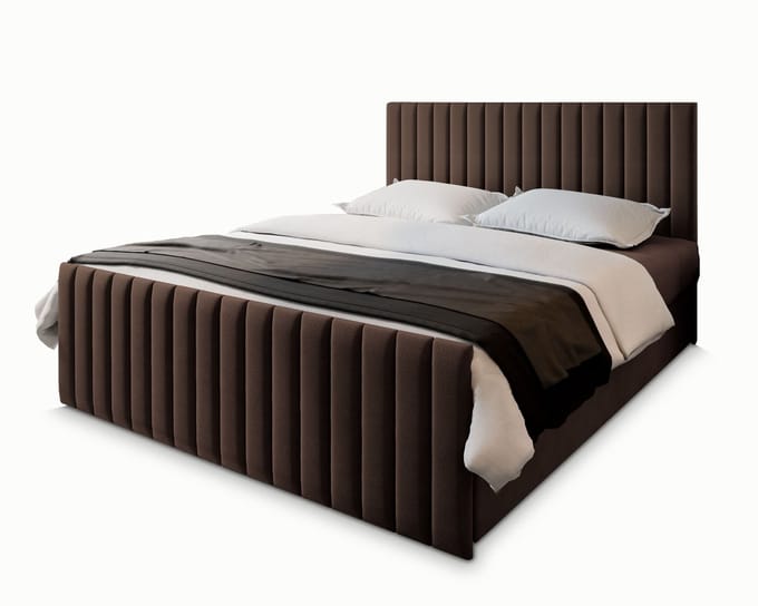 Boxspring ARION 140x200 cm met matras en topper, bedkasten - Bruin