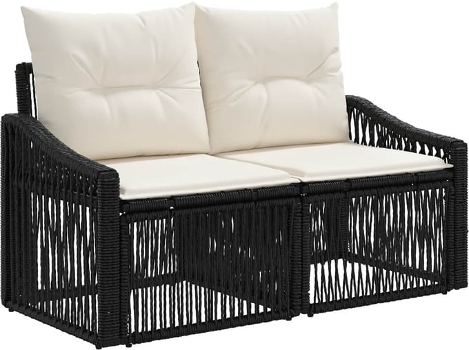 vidaXL - Tuin - Sofa - 2-Aantal - zitplaatsen - Zwart - poly - rattan