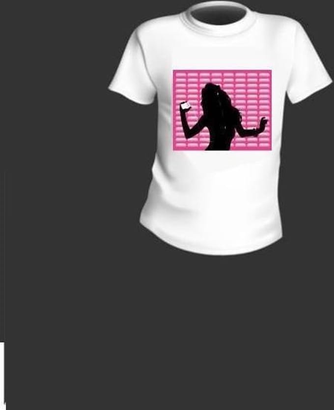 LED - T-shirt - Equalizer - Wit - Purple Lady - S