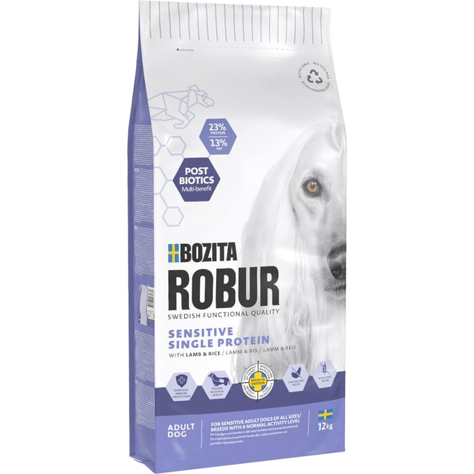 Bozita Robur Sensitive Enkel Eiwit Lam & Rijst - Dubbelpak: 2 x 12 kg