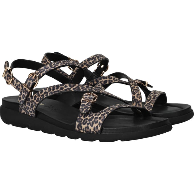 Tamaris Sandalen bruin Panterprint Suède - Maat 37