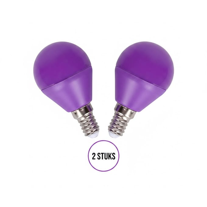G45 kogellamp paars 2 stuks - E14 LED lamp 4W=30W gloeilamp - 230V
