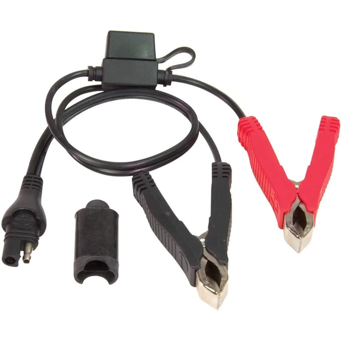 OptiMate O-14 Accuklemmen Kabel met SAE Connector & 15A Zekering 50cm – Batterijklemmen met Rubber Handgrepen voor OptiMate Acculaders