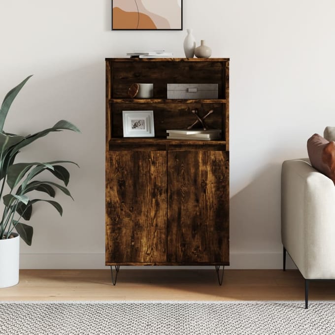 vidaXL Hoge kast 60x36x110 cm bewerkt hout gerookt eikenkleurig