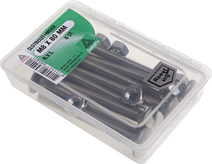 Deltafix - Slotb moer m8x80mm rvs 8st