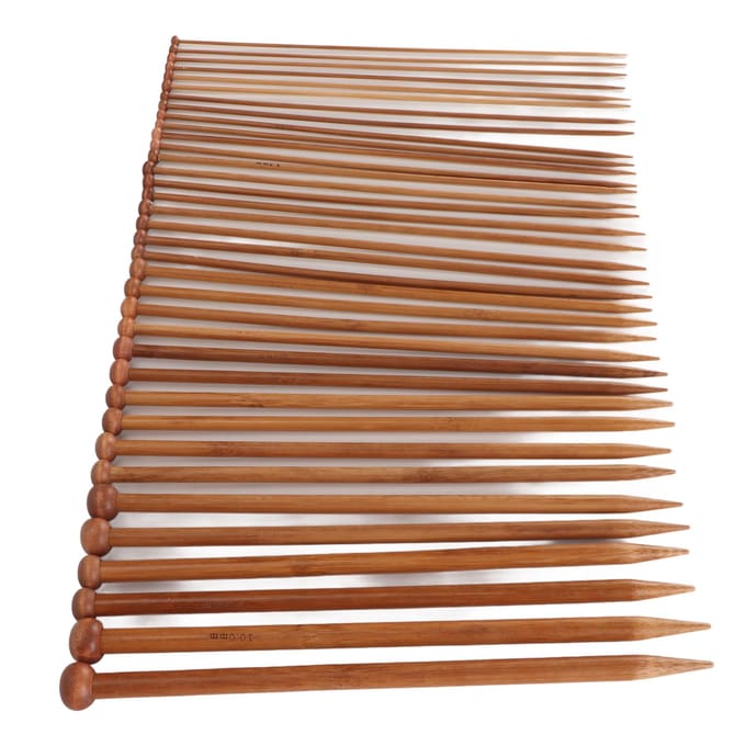 36 stuks Breinaalden Enkel Punt 2mm tot 10mm Bamboe Rechte Naalden voor Truien Sokken Handschoenen beige
