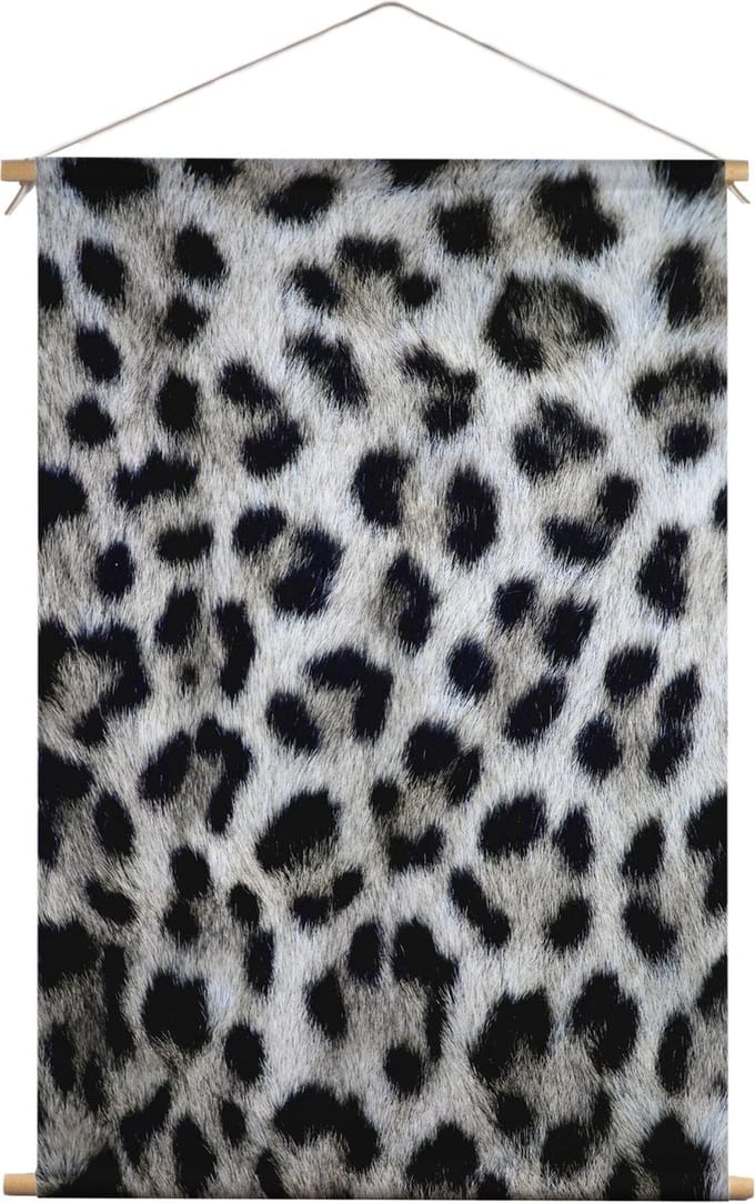 Sneeuw Luipaardprint | Dieren | Textieldoek | Textielposter | Wanddecoratie | 30CM x 45CM” | Schilderij
