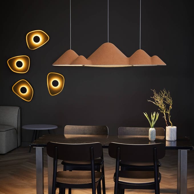 LOOM DESIGN LED hanglamp Panorama, geel/grijs vilt 106 cm