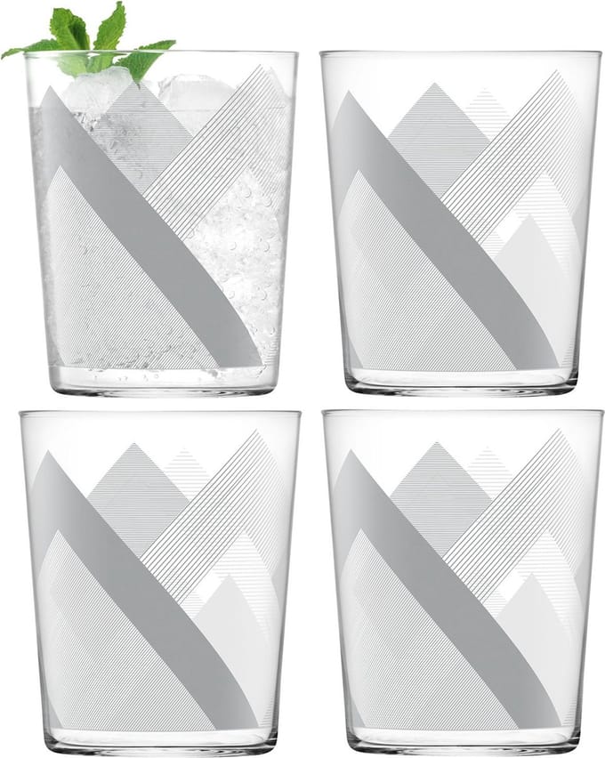 L.S.A. - Peaks Tumbler Glas 560 ml Set van 4 Stuks - Grijs