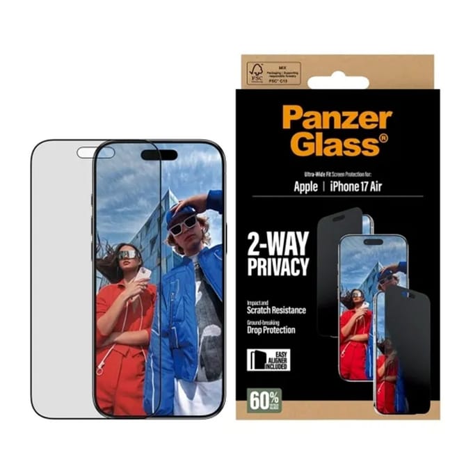 PanzerGlass Screenprotector geschikt voor Apple iPhone Air Glazen | PanzerGlass Ultra-Wide Fit Privacy Screenprotector Privacy - Case Friendly - Zwart