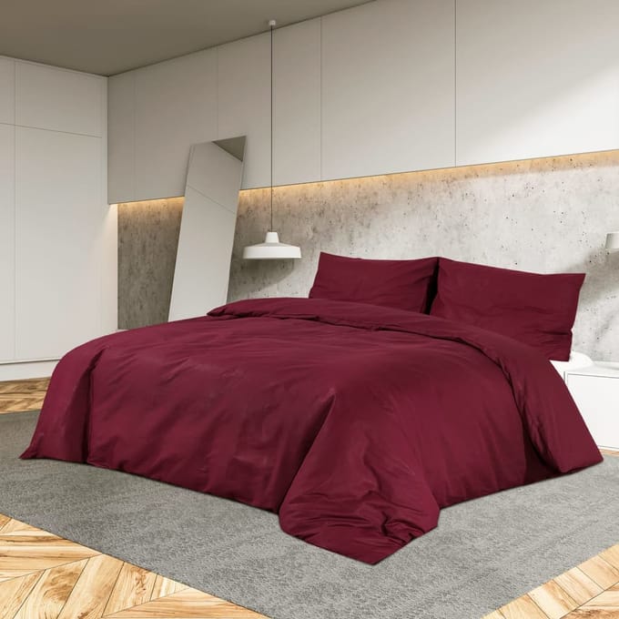 vidaXL - Dekbedovertrekset - 135x200 - cm - katoen - bordeauxrood