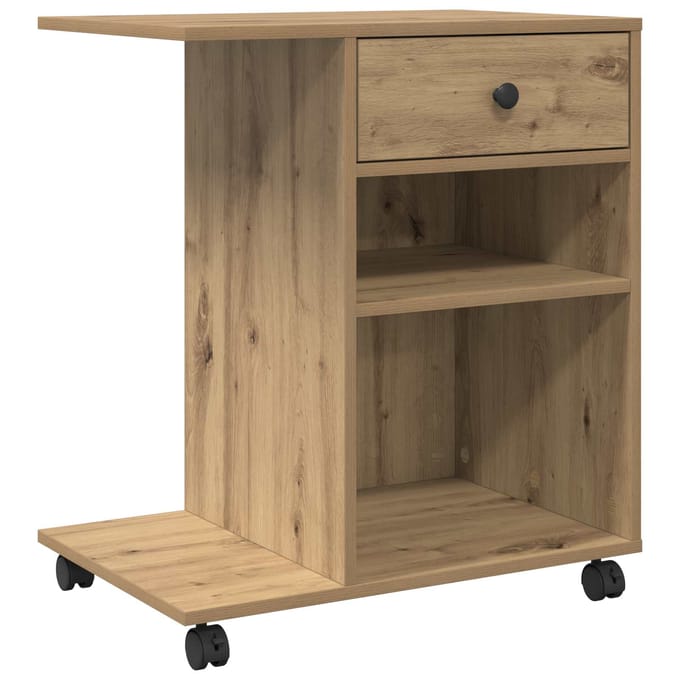 vidaXL - Printerstand - Artisanaal - eiken - 60 - x - 40 - x - 68,5 - cm - Bewerkt - hout