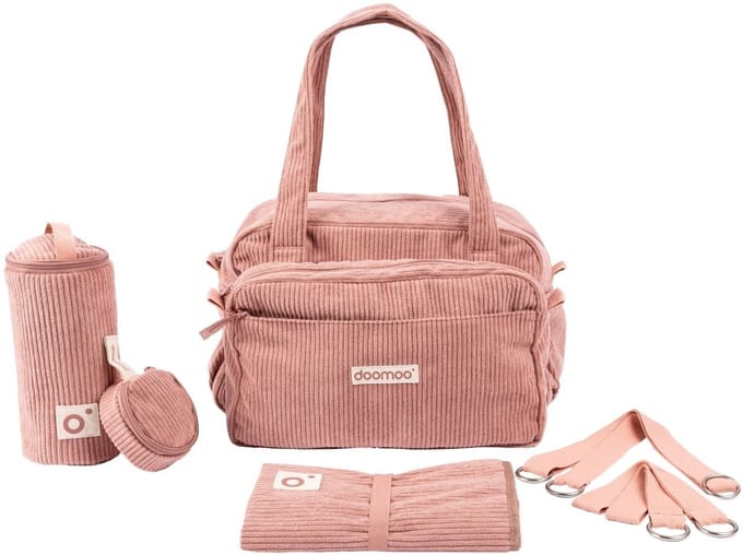 doomoo Fluffy - Luiertas - Zacht en ruim - Multifunctioneel - Comfortabel - Corduroy Pink