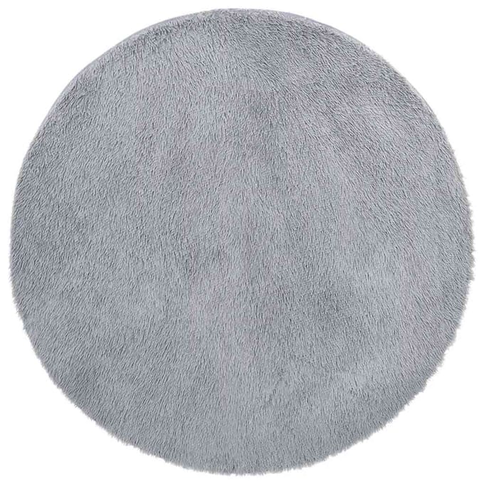 vidaXL - Hoogpolig - vloerkleed - NAVARRA - 120x120 - cm - polyester - lichtgrijs