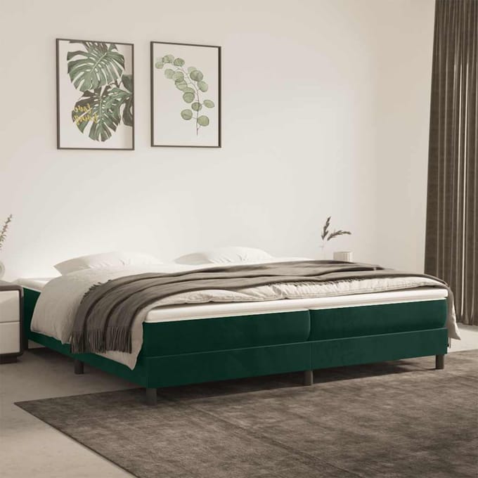 vidaXL - Boxspring - bed - 200x200 - cm - fluweel - donkergroen