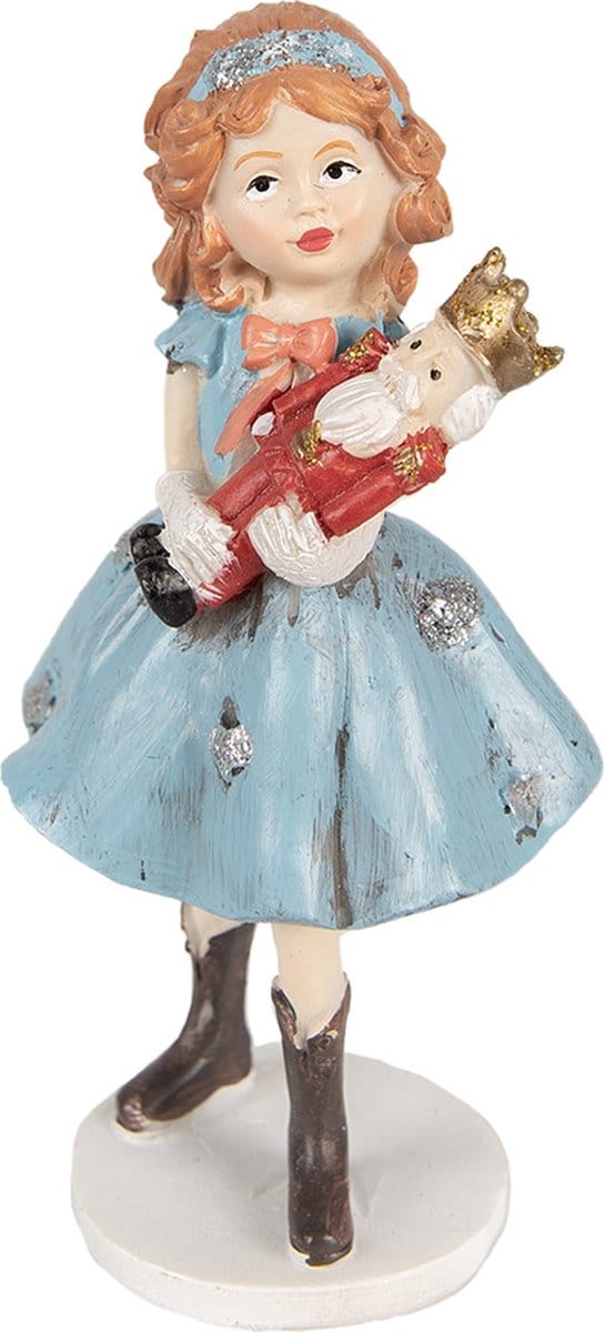 Clayre & Eef Decoratie Beeld Kind 12 cm Blauw Polyresin