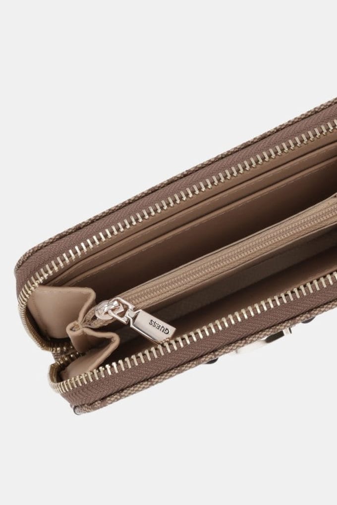 GUESS portemonnee Dea SLG Zip Around Wallet Coal Logo donkergrijs