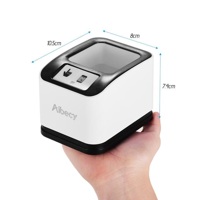 Aibecy 2200 1D/2D/QR Barcodescanner CMOS Afbeelding Desktop Barcodelezer USBO mnidirectionele Scherm Barcodescanner USB interface wit